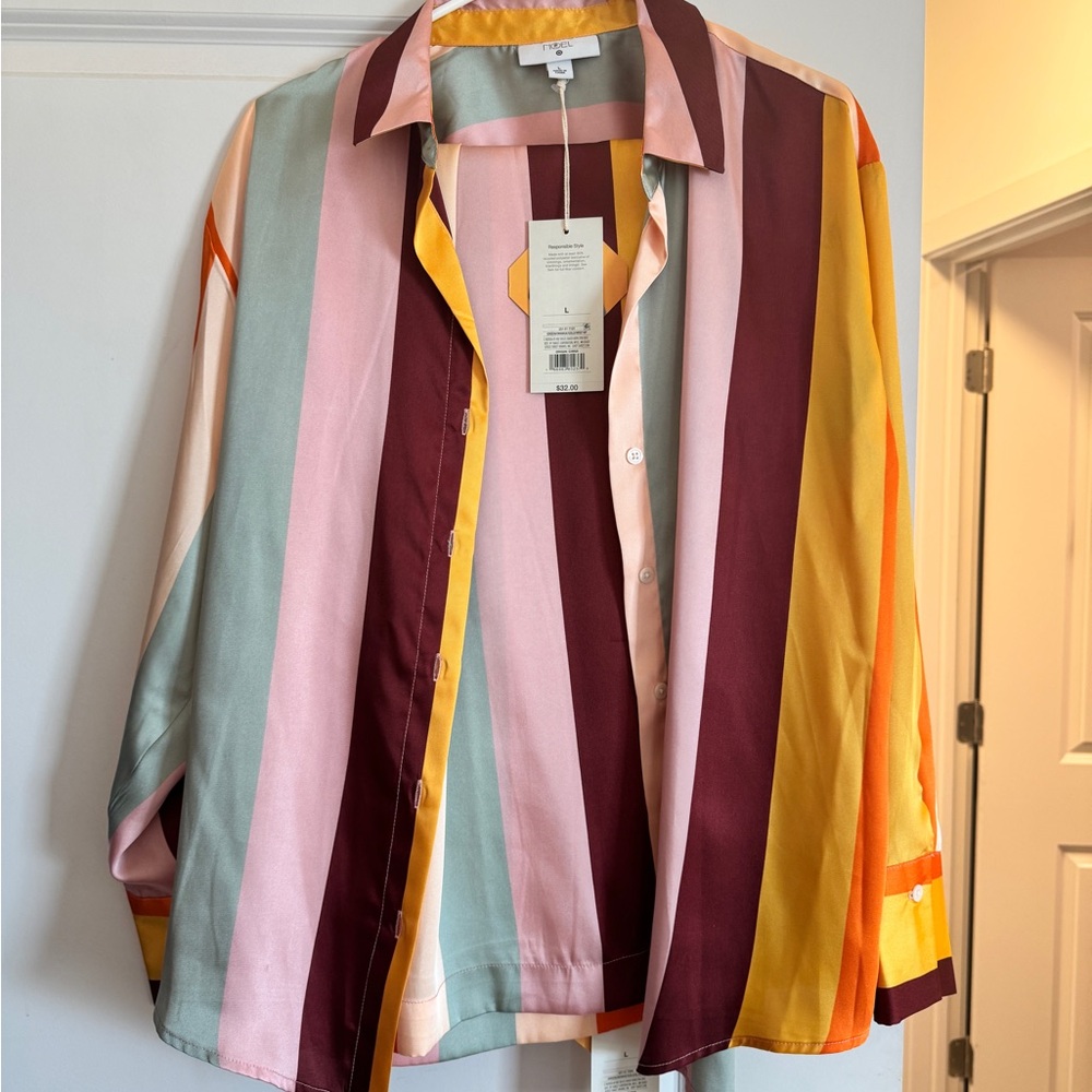 Colorful Striped Women's Button Down Shirt